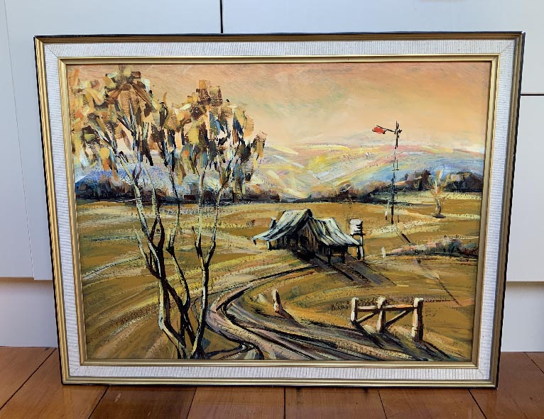 vintage Australian painting on board